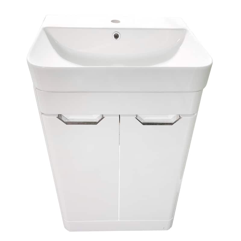 Highpoint Collection White Glossy Modern Floor Vanity-White