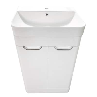 Highpoint Collection White Glossy Modern Floor Vanity-White