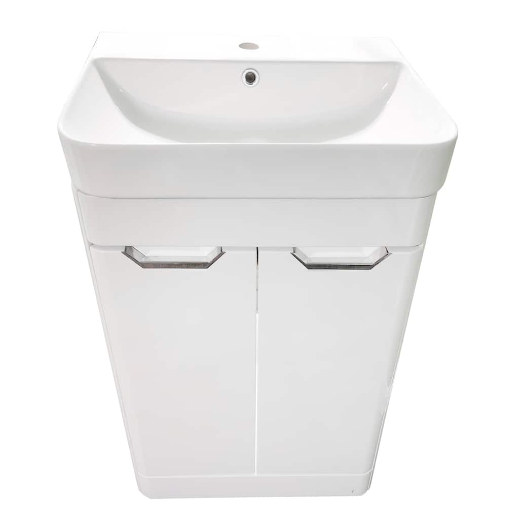Highpoint Collection White Glossy Modern Floor Vanity-White