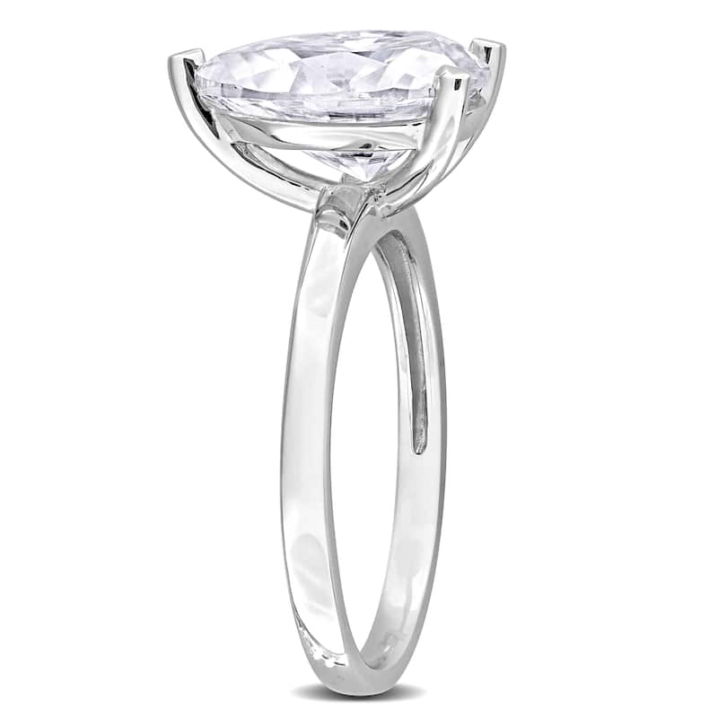 Miadora 3ct DEW Pear-cut Created Moissanite Solitaire Ring in Sterling Silver