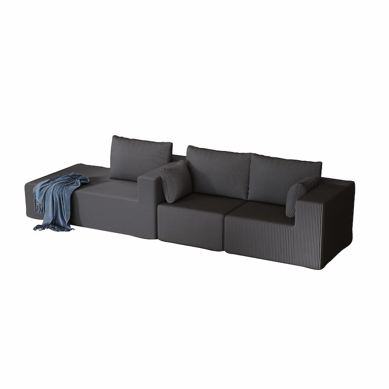 108.3" Sectional Foam Couch, L-Shape Sofa with Chaise Lounge, Modular Cloud Sofa