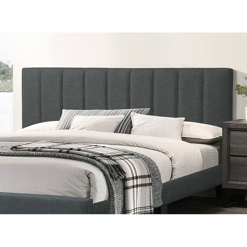 Gorgeous 1pc Eastern King Size Bed Charcoal Polyfiber Platform Bedframe Slats Bedroom Furniture