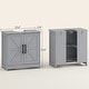 preview thumbnail 12 of 32, HOMCOM Pedestal Sink Storage Cabinet, Farmhouse Freestanding Bathroom Sink Cabinet with 2 Barn Doors and Adjustable Shelf, White