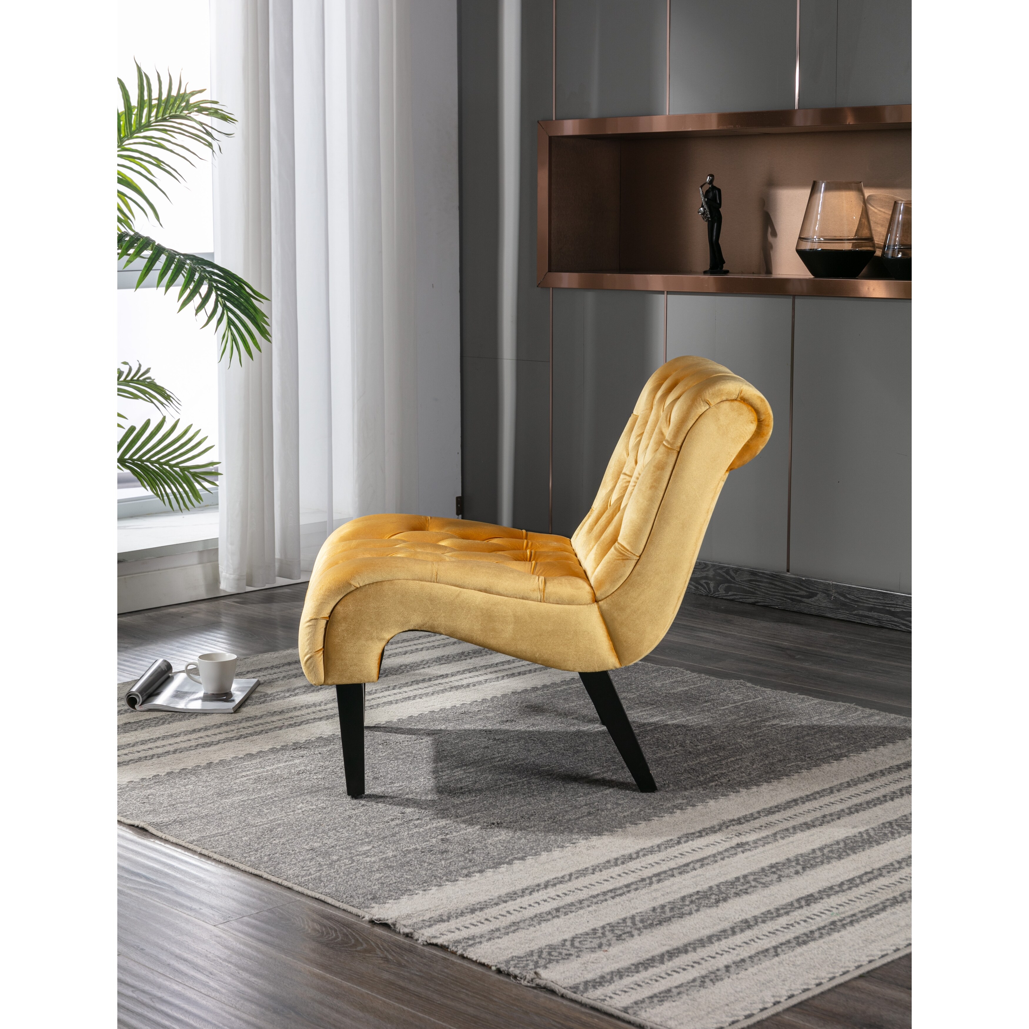 Velvet Accent Chair for Livingroom Tufted Backrest Side Chair