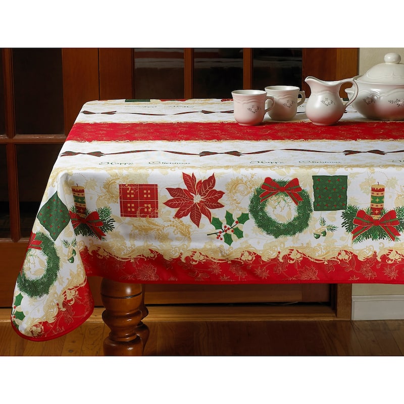 Violet Linen Seasonal Ribbons And Bows Vintage Lace Pattern Tablecloth