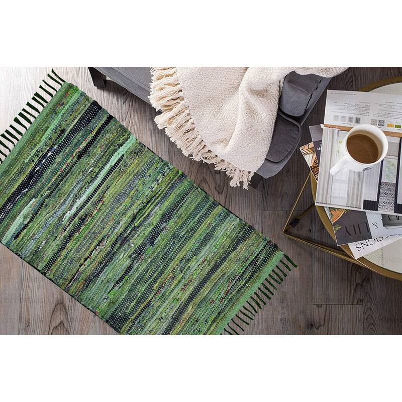 Chindi Rugs, Handmade Multipurpose Reversible Washable Colorful Cotton Rag Rug Runner 24''x36''