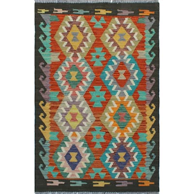 Flatweave Sadaat Red/Charcoal Rug - 2'8" x 4'3"