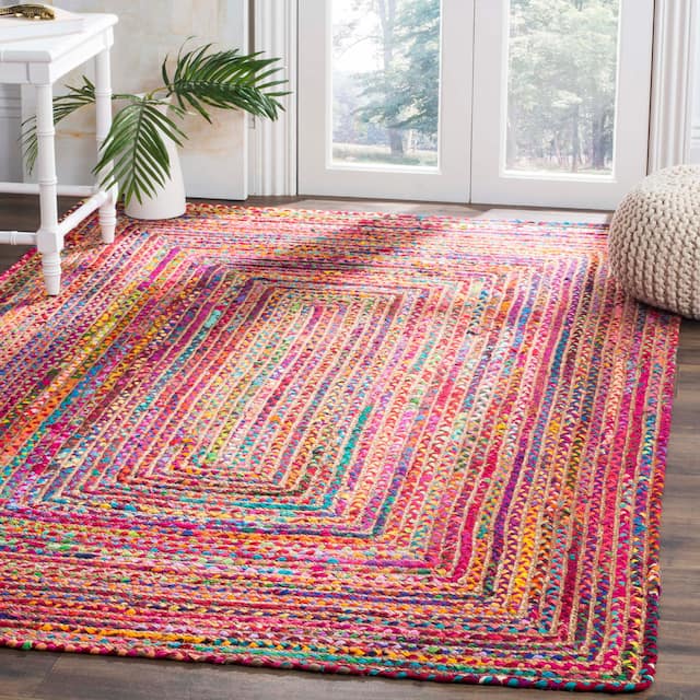 SAFAVIEH Handmade Cape Cod Marget Boho Coastal Jute Rug - 10' Square - Red/Multi