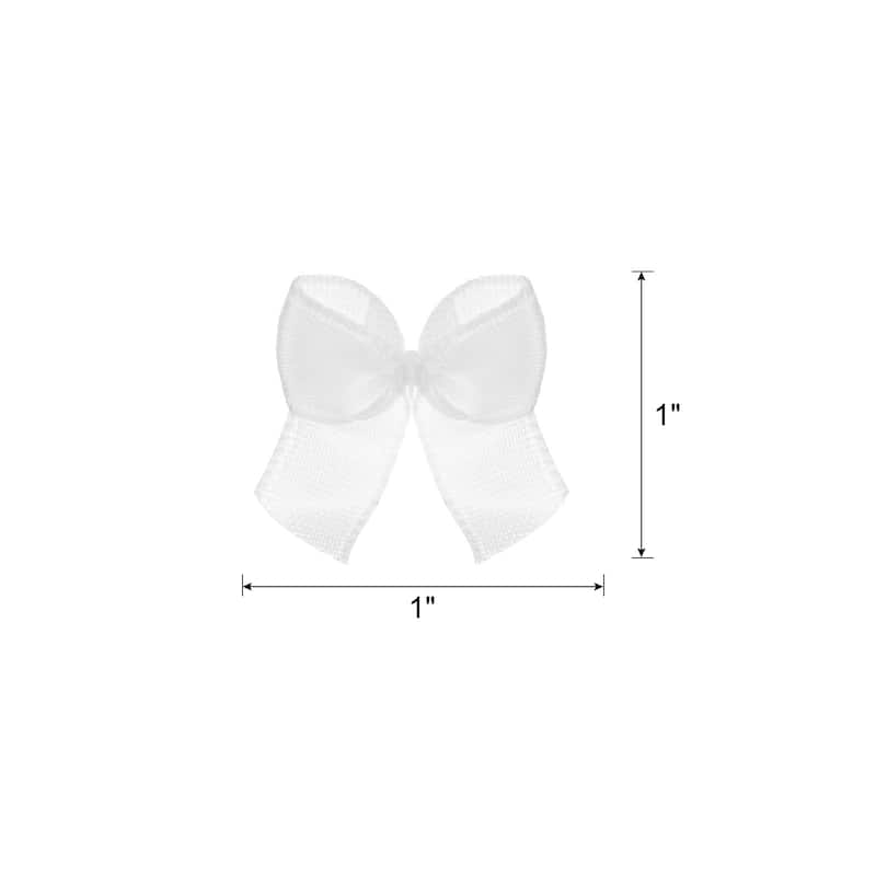 Mini Ribbon Bow 1" Mini Fabric Satin Ribbon Flower Bows for Craft DIY - Wood White - 150Pcs