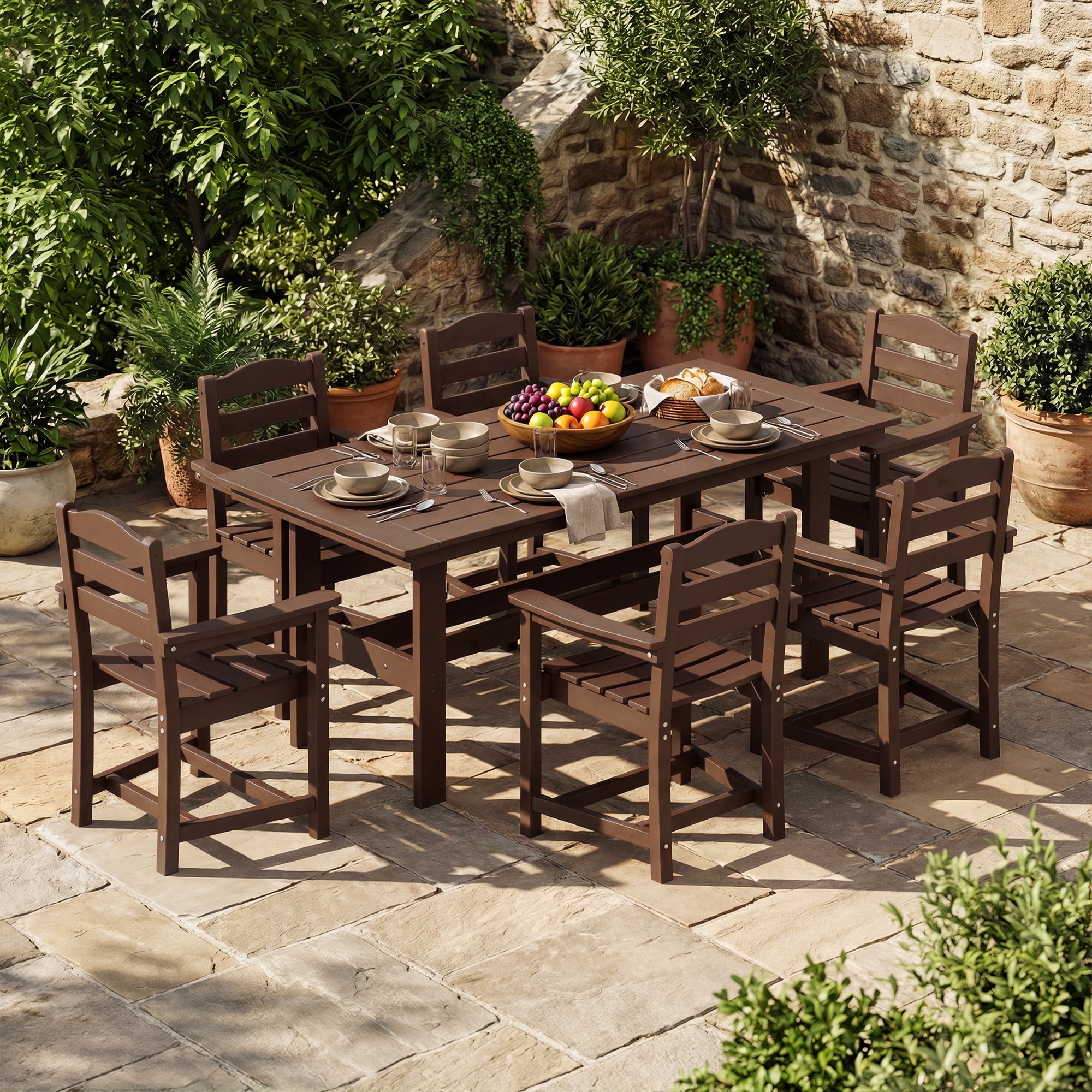 Outdoor Patio Dining Set Bistro Sets HDPE Furniture, All Weather Backyard Poolside Deck Dining Set