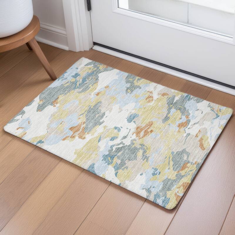 Machine Washable Indoor/ Outdoor Abstract Mexi Chantille Rug