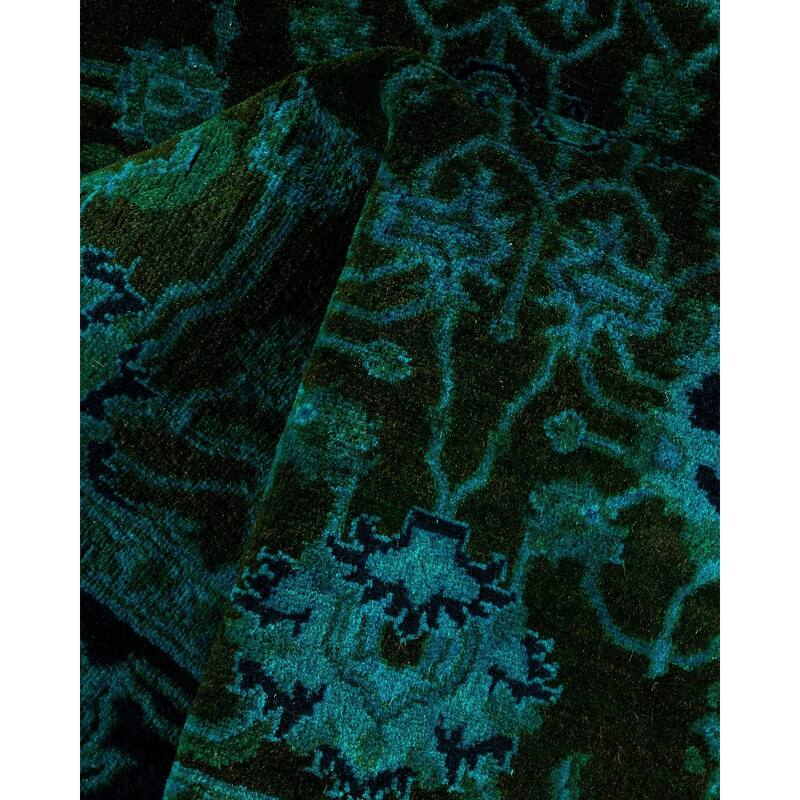 Overton Hand Knotted Wool Vintage Inspired Modern Contemporary Overdyed Black Area Rug - 2' 8" x 4' 4"