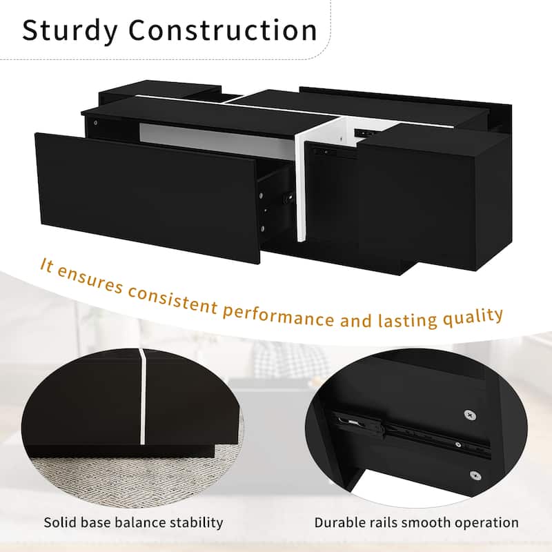Space-Saving Extendable Coffee Table (47.2"-72.7") - Dual Storage & Glossy Finish‌