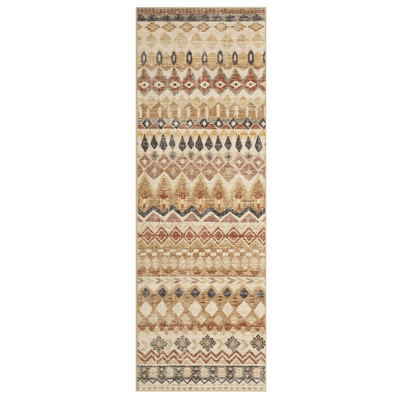 Garvee Boho Geo Low Pile Foldable Area Rug