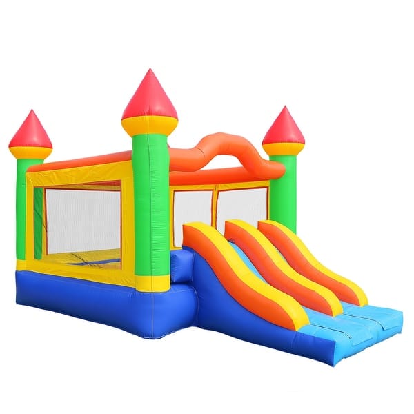 slide 10 of 10, Commercial Double Slide Inflatable Castle Bounce House with Blower Kids