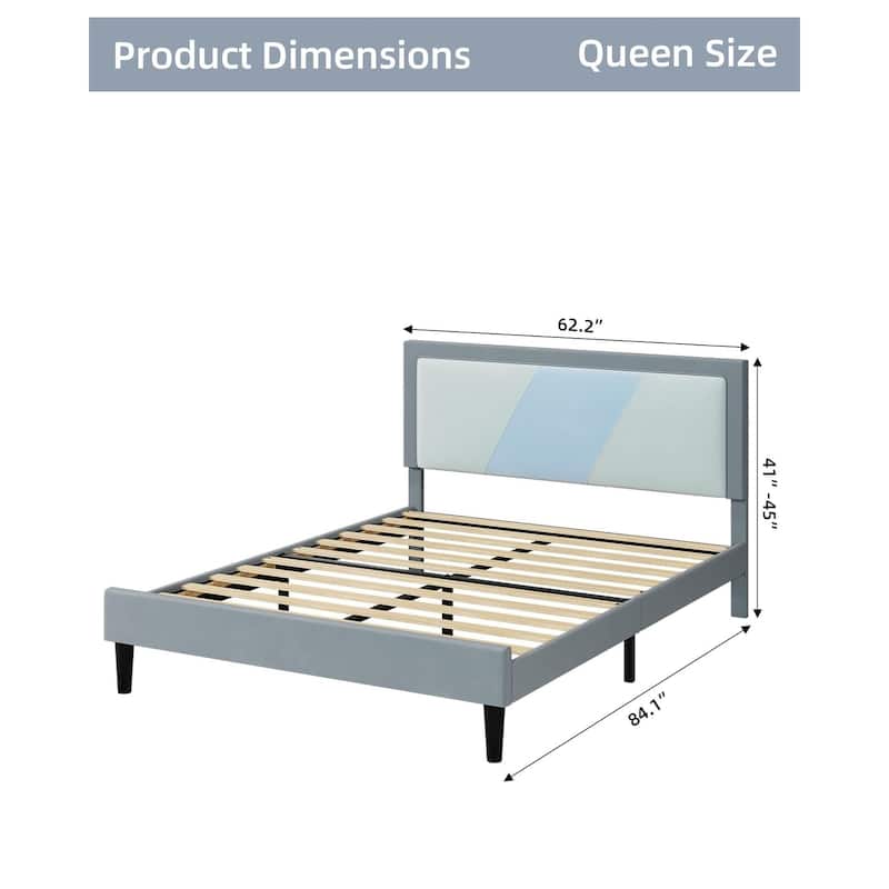 Bed Frame with Adjustable Height Headboard