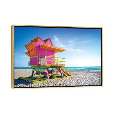 iCanvas "Pink Morning, Miami Beach Florida" by Susanne Kremer Framed Canvas Print