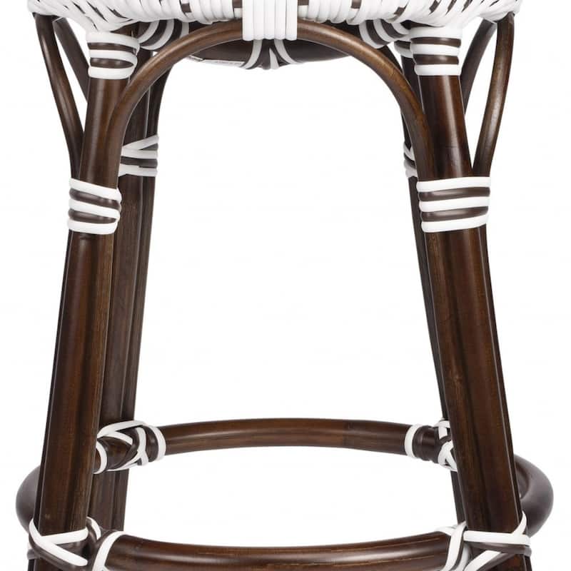 Rattan Backless Counter Height Bar Stool with Footrest, Water-Resistant