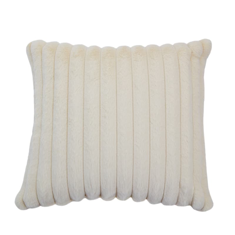 Modern Stripe Faux Fur Square Throw Pillows (Set of 2)