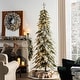 preview thumbnail 46 of 58, Glitzhome Pre-Lit Flocked Pencil Spruce Artificial Christmas Tree with Warm White Lights