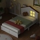 preview thumbnail 2 of 10, White Twin Size Wood Bed with House-shaped Headboard and LED