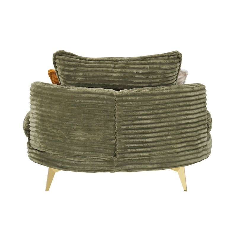 Modern 65-Inch Corduroy Loveseat with Metal Trim, Perfect for Apartments & Offices