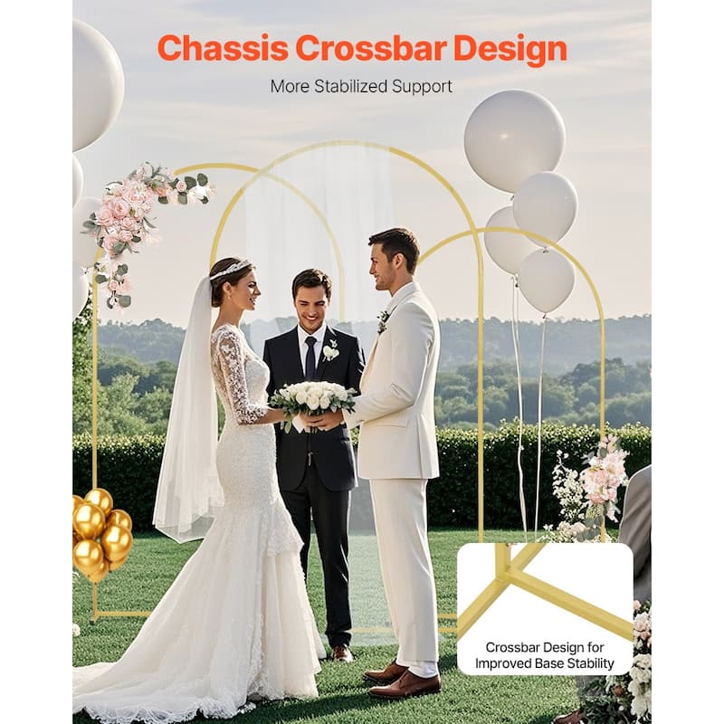 Set of 3 Metal Backdrop Stand Arch with Case Connection Ideal Decoration for Wedding Party or Any Special Celebrations