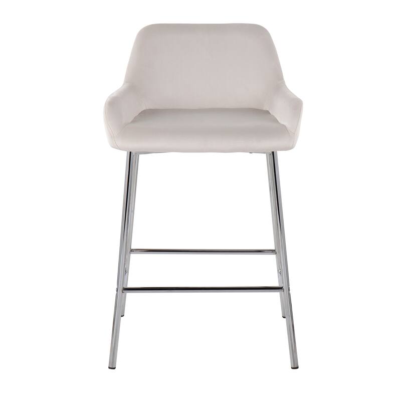 Silver Orchid Galotti Chrome Fixed-Height Upholstered Counter Stool - Set of 2