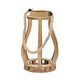 preview thumbnail 2 of 2, Wood 13.75" Lantern With Ropehandle, Brown 13.75"H - 9.5" x 9.5" x 13.75"