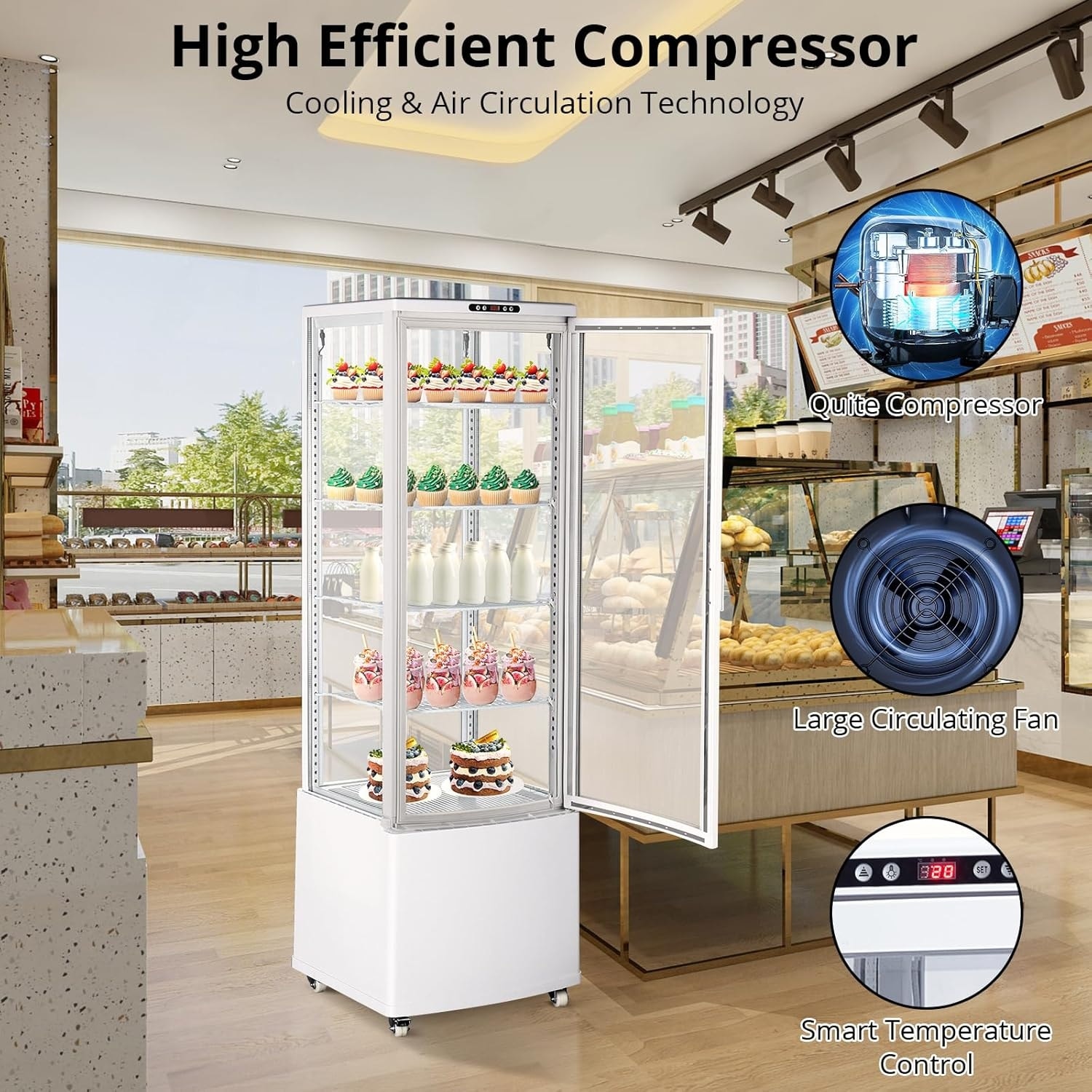 32.5 Cu.Ft Commercial Beverage Fridge, Double Glass Door Display Cooler