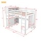preview thumbnail 18 of 16, Wood Full Size Loft Bed Frame with Cabinet, Bookshelf and Wardrobe