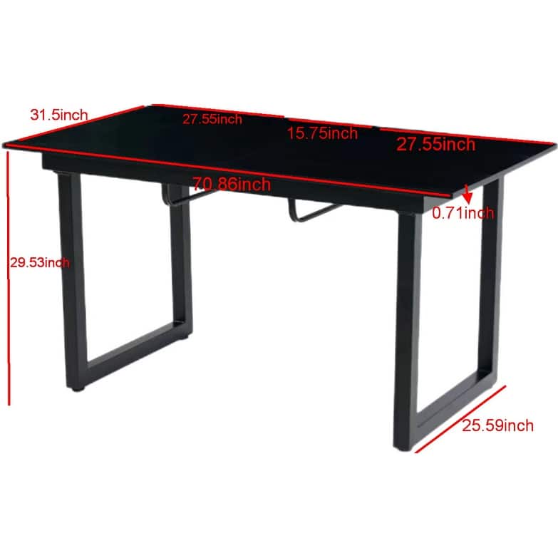 Modern Extendable Square Dining Table for 6-8 Person, Kitchen Table with Metal Legs, Wooden Dining Table for Living Room