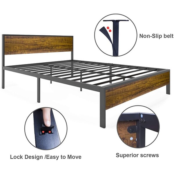 Full/Queen 14undefinedundefinedHigh Metal and Wood Platform