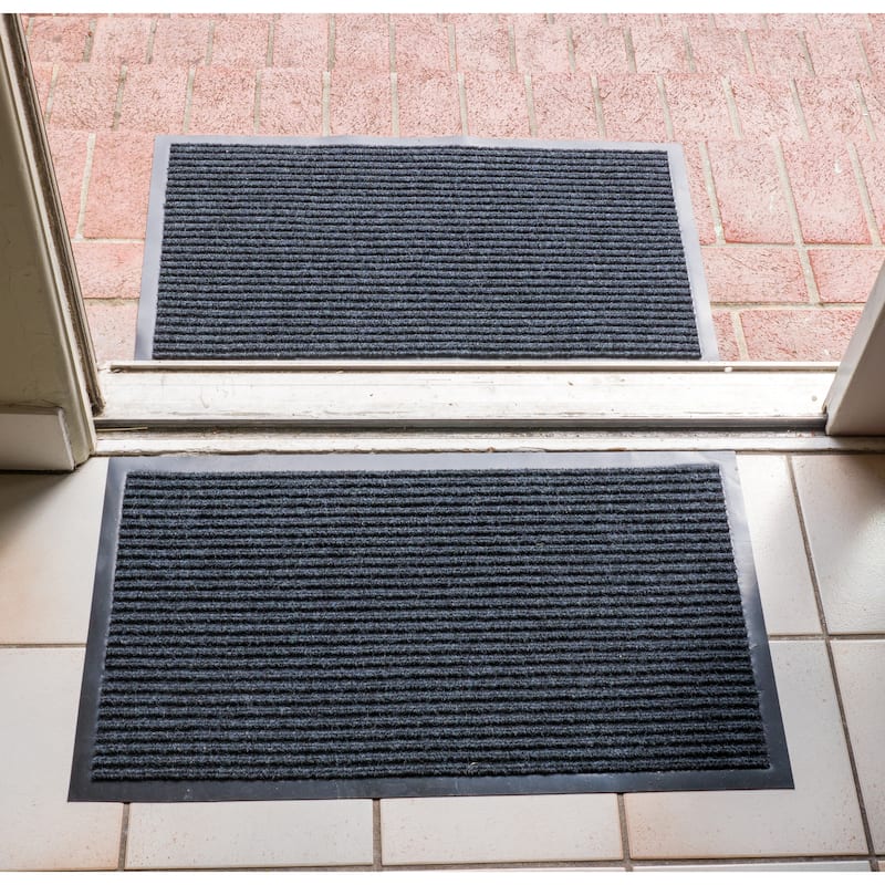 KAF Home 17"x30" Ribbed PET Door Mat, Set of 2
