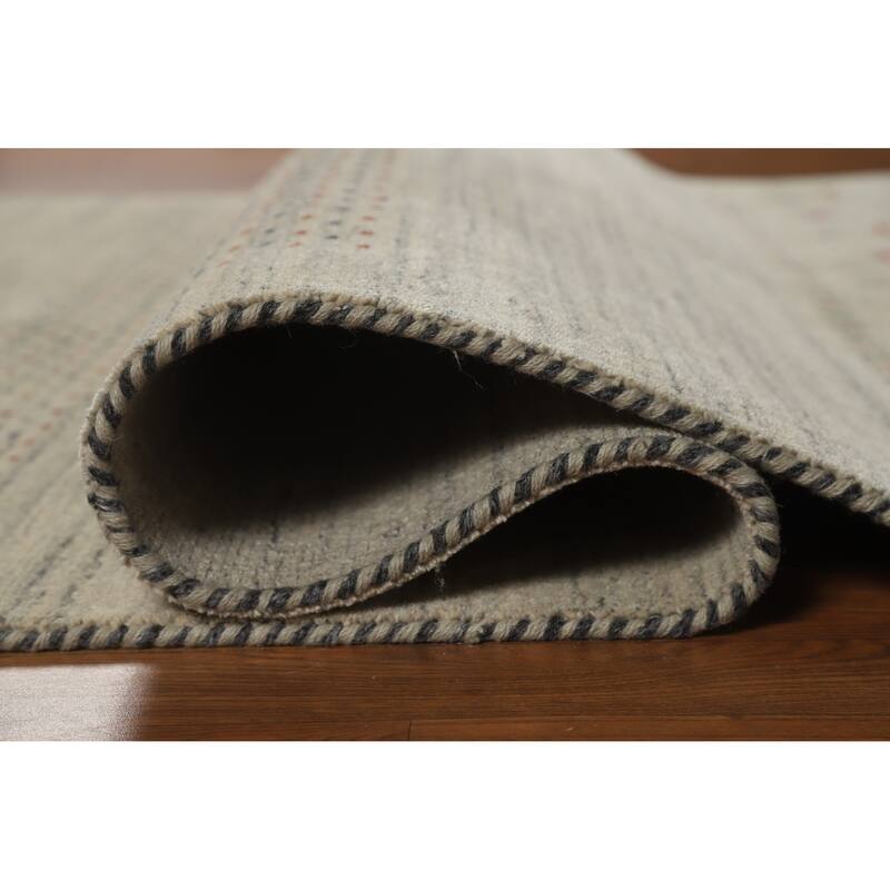 Hand Knotted Oriental 100% Wool Carpet Tribal Animal Pictorial Beige & Ivories Gabbeh Area Rug - 7' 9'' X 5' 1''