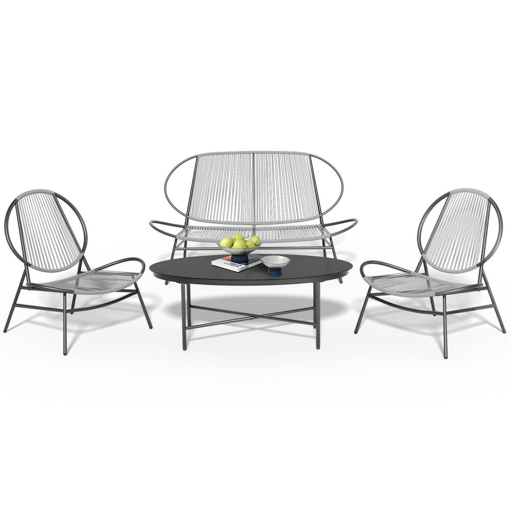 4-Piece or 2-Piece PE Rattan Patio Conversation Set