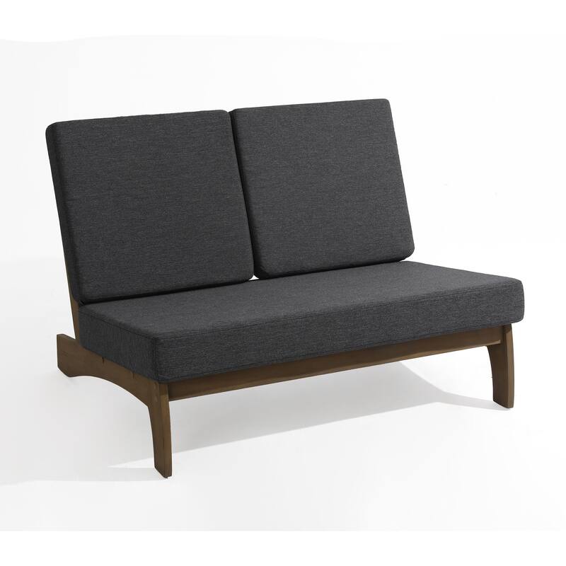 Casual Teak Outdoor Patio Conversation Set with Cushioned Sofa Loveaseat