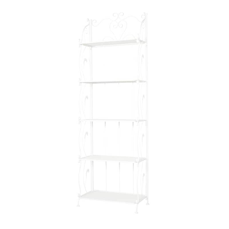 Metal Indoor Outdoor Tall Folding 5 Shelves Scroll Bakers Rack