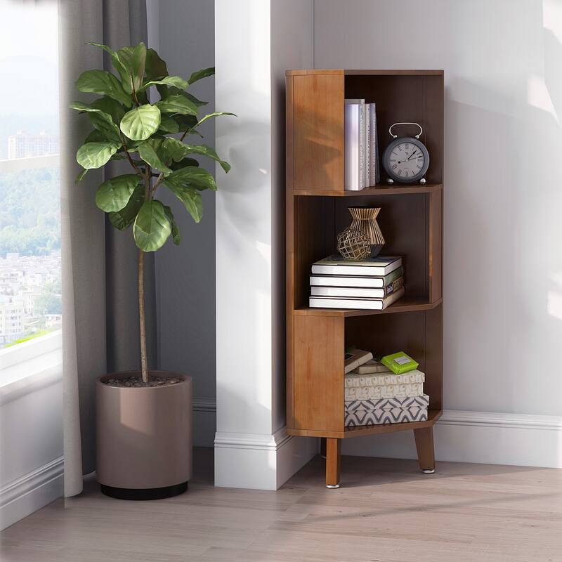 Tall Corner Bookcase, Corner Shelf, Multifunctional Bookshelf