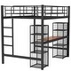 preview thumbnail 15 of 26, Modern Design Full Size Loft Bed with Built-in Ladder,Metal Desk and Shelves Black+Brown
