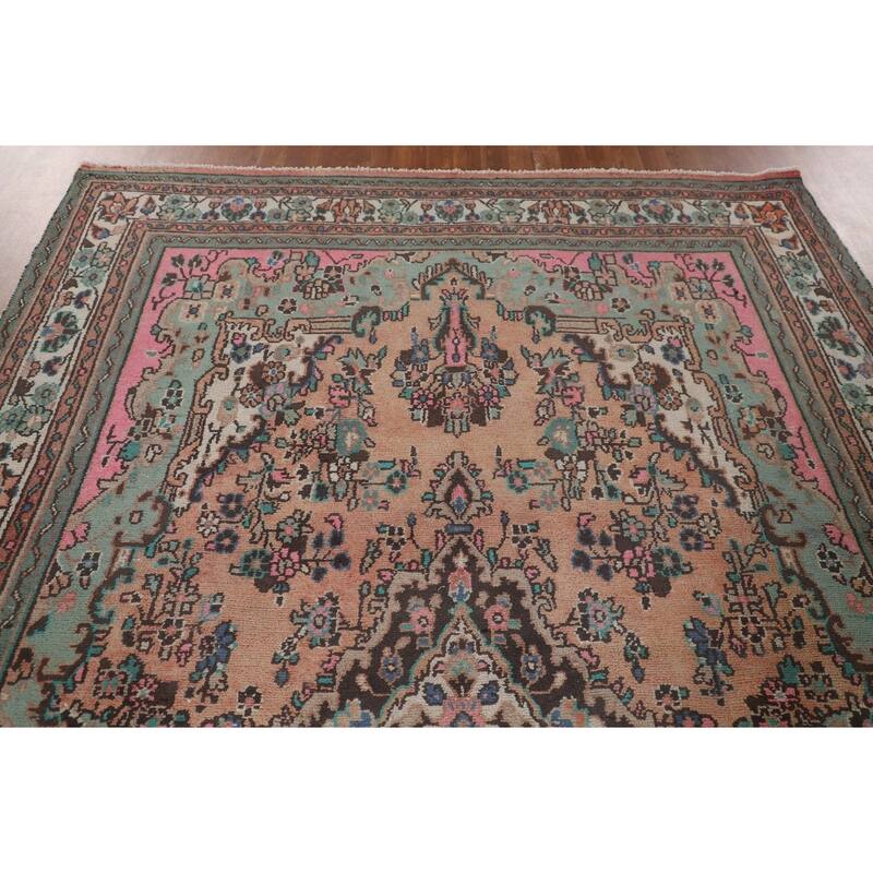 Traditional Hamedan Persian Vintage Rug Hand-Knotted Wool Carpet - 7'0"x 10'6"