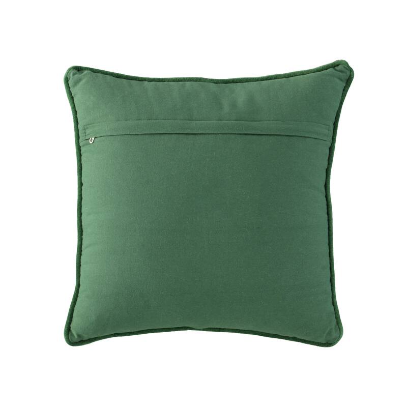 18" Green And Red Floral Velvet Cotton Christmas Tree Throw Pillow