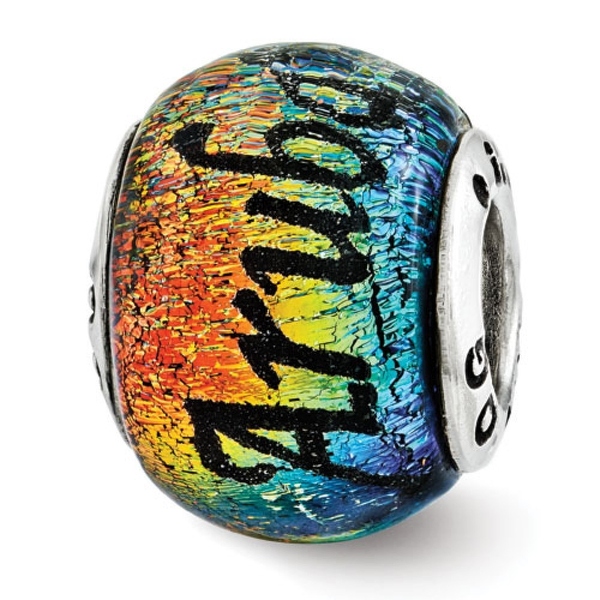 Sterling Silver Reflections Aruba Orange Dichroic Glass Bead (4mm Diameter Hole)