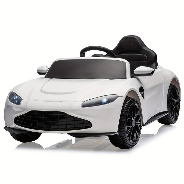 slide 2 of 5, 12V Ride On Sports Car, Battery Powered Car, Ride On Car with Horn, Soft Start, LED Light, Music, USB, Double Door (White) White