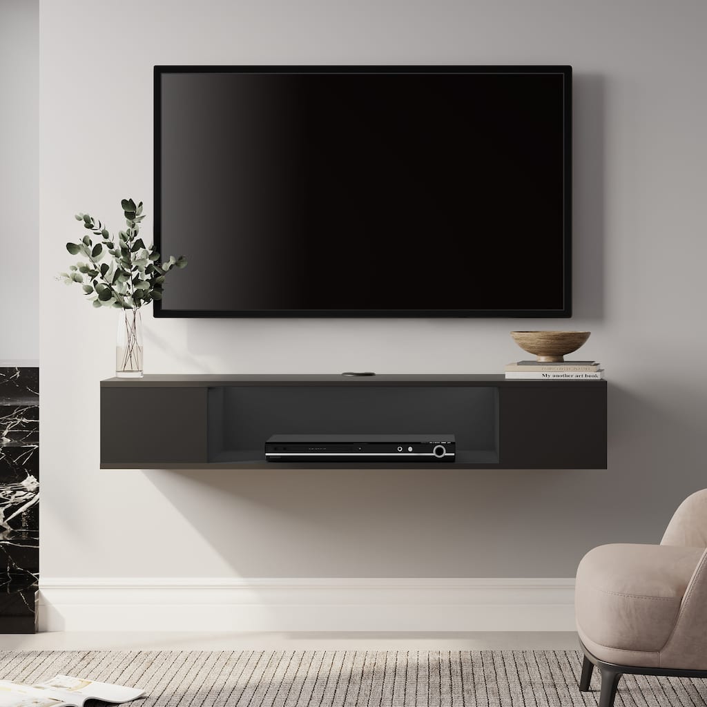 Floating TV Stand Media Console Shelf Under TV,Black