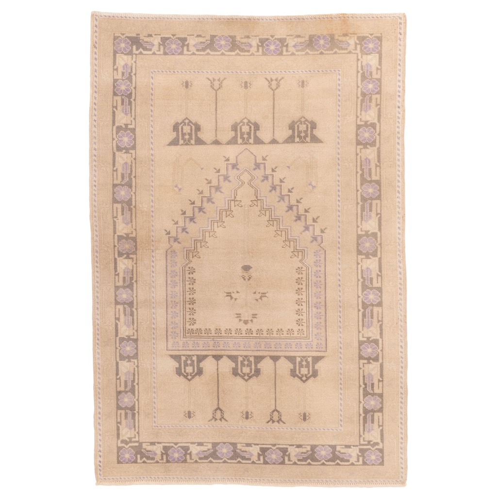 ECARPETGALLERY Hand-knotted Melis Vintage Tan Wool Rug - 4'4 x 6'3