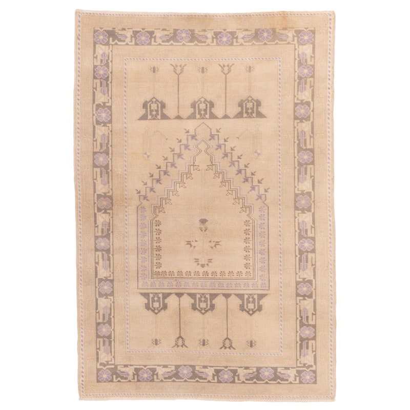 ECARPETGALLERY Hand-knotted Melis Vintage Tan Wool Rug - 4'4 x 6'3