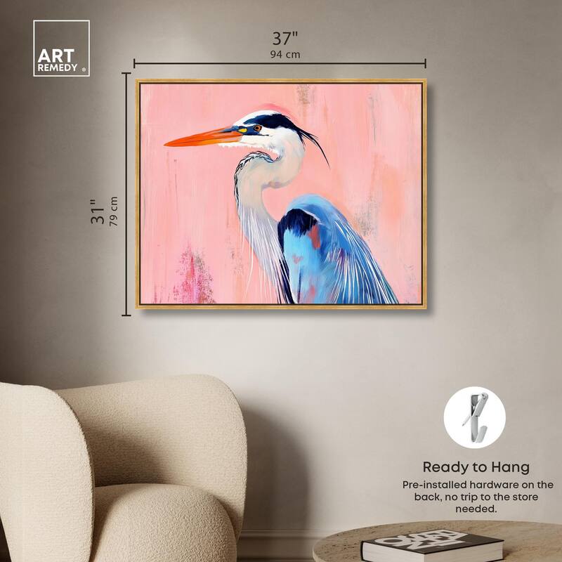 Rosy Dawn Heron Canvas by Art Remedy