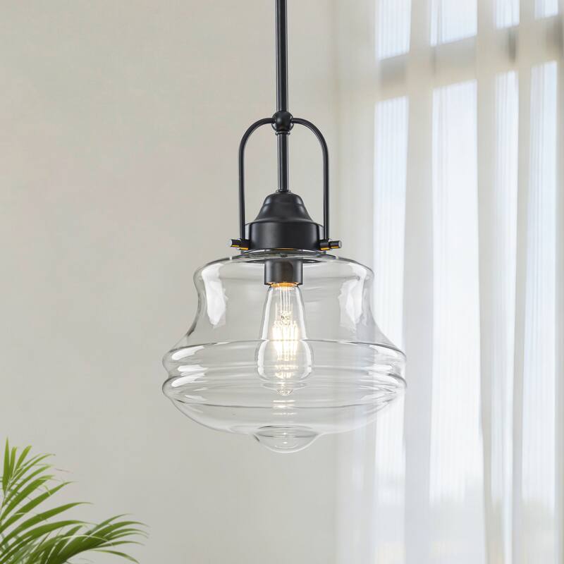 Starsky 1-Light Farmhouse Schoolhouse Single Pendant - Black