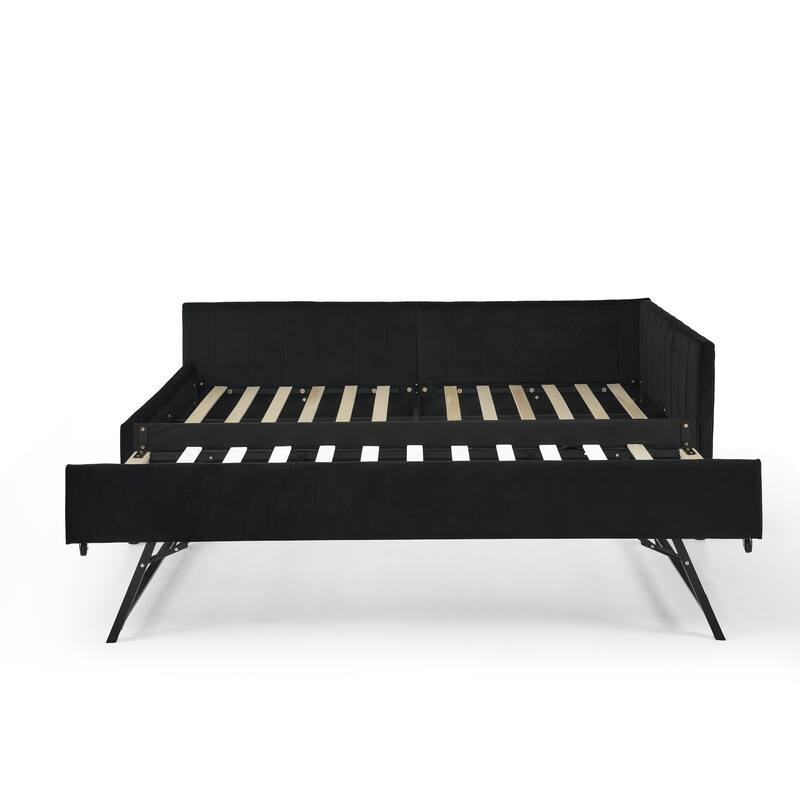 Full Size Daybed with Trundle Upholstered Tufted Sofa Bed,Sofa Bed Frame with Comfortable Backrest and Armrests(79.5"x58"x25")